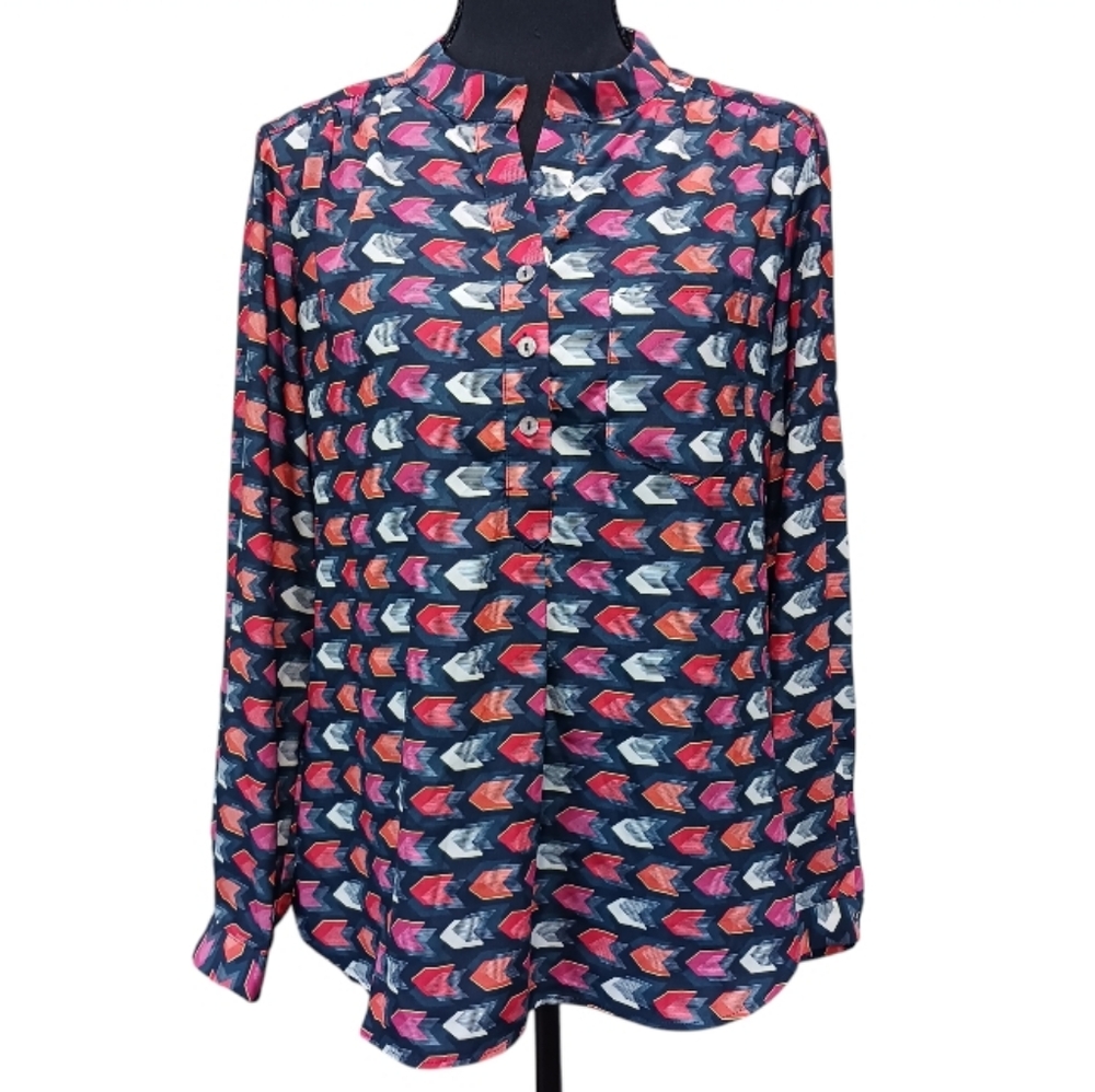 Hutch x Anthropologie Geometric Print Blouse Silky Lightweight